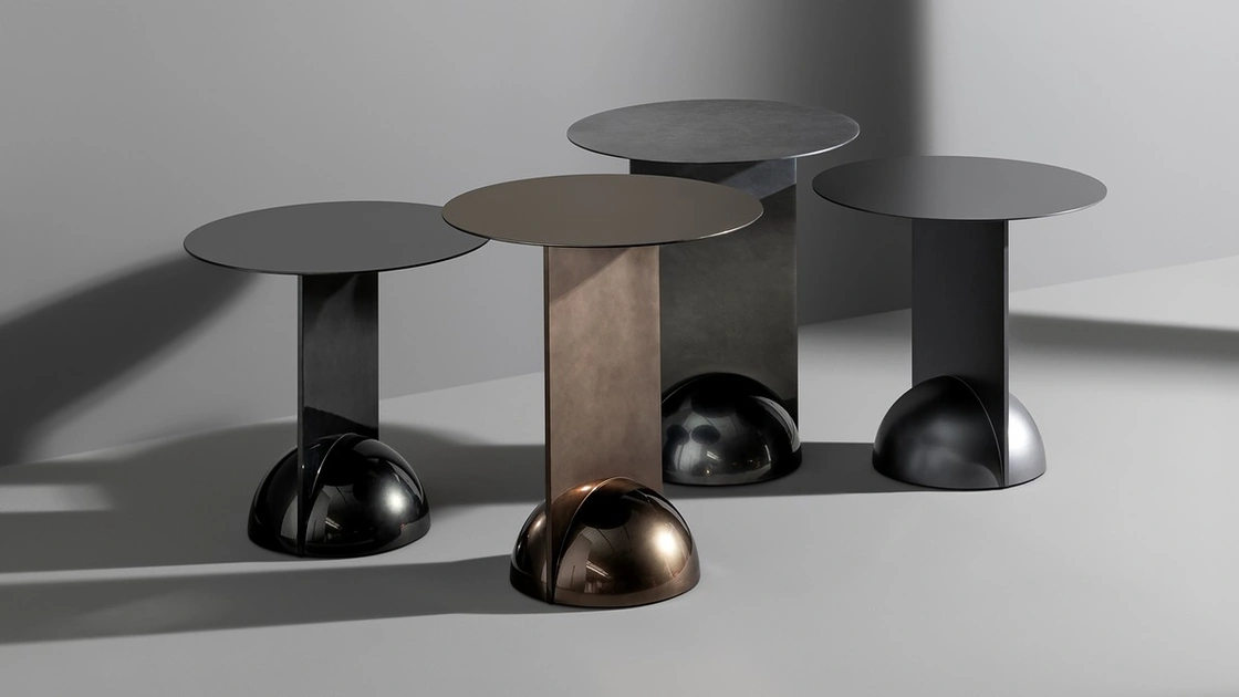 Tavolino rotondo di design Combination in metallo di Bonaldo