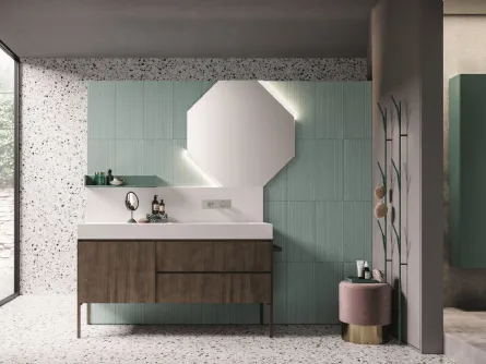 Mobile da Bagno da terra in laccato metal titanio con gambe in metallo Calix XL 06 di Novello