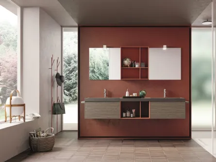 Mobile da Bagno in HPL rovere tabacco e skin Calix XL 13 di Novello