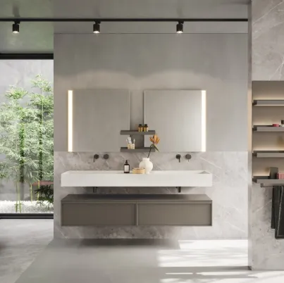 Mobile da Bagno sospeso in laccato piombo opaco D'Art 03 di Novello