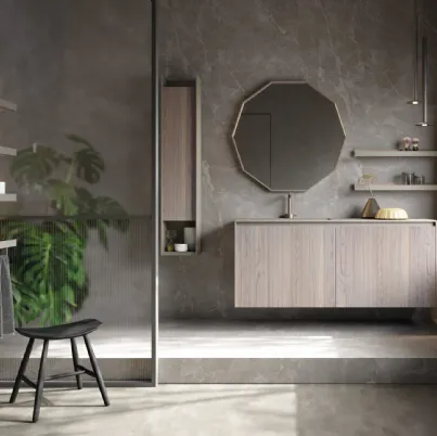 Mobile da Bagno sospeso in rovere e laccato D'art 01 di Novello