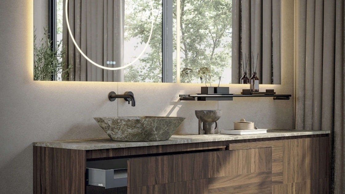 Mobile da Bagno sospeso Elle 07 in noce canaletto di Novello