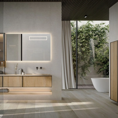 Mobile da Bagno sospeso Quari New 04 in rovere naturale di Novello