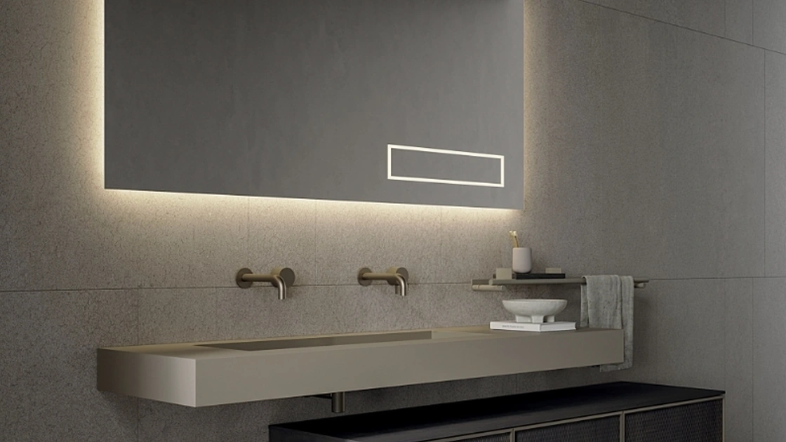 Mobile da Bagno sospeso Quari New 05 in rovere fumo di Novello