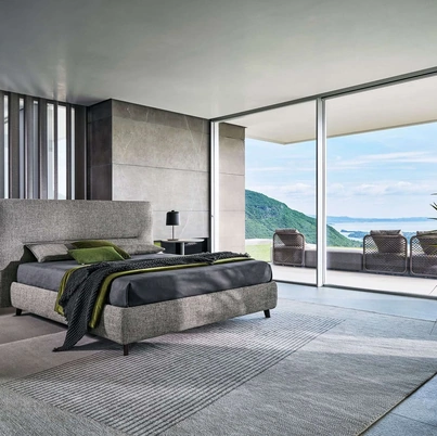 Letto in tessuto con testiera De-Light di Twils