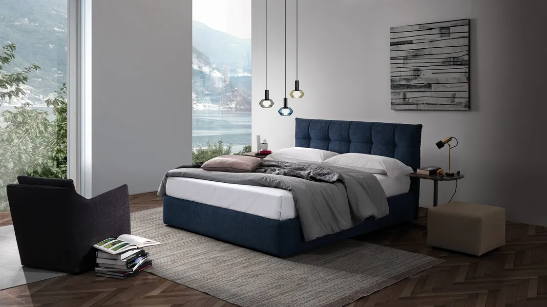 Letto matrimoniale con contenitore Piuma di Pol 74