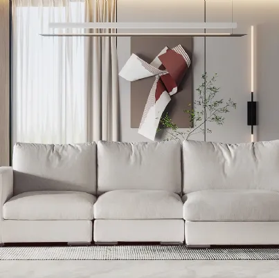 Divano lineare con profondità diverse in tessuto Byblos di Family Bedding