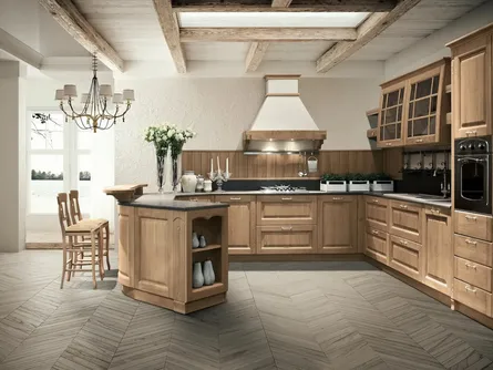 Cucina Classica con penisola Bolgheri 08 in Rovere Natura di Stosa