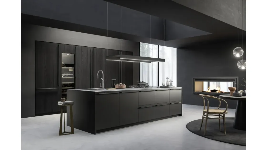 Cucina Moderna con isola M2 Crea Nero di Meson's Cucine