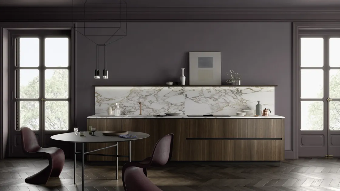 Cucina Moderna M2 Goccia in Rovere e Marmo di Meson's Cucine