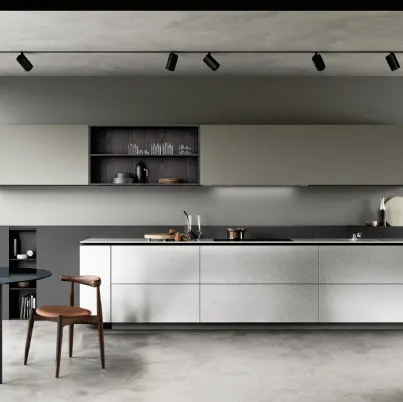 Cucina Moderna lineare ME Trim in Acciaio e laccato opaco Ardesia di Meson's Cucine