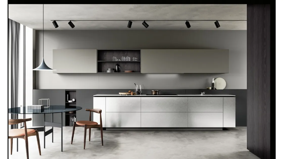 Cucina Moderna lineare ME Trim in Acciaio e laccato opaco Ardesia di Meson's Cucine