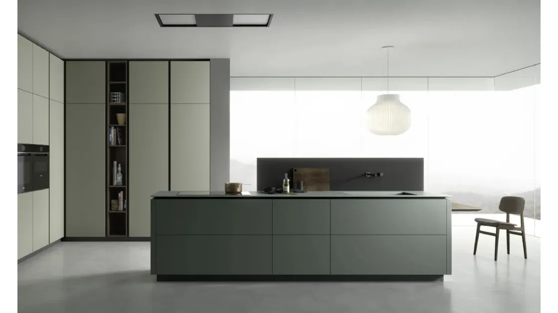 Cucina moderna M2 Goccia in Fenix Verde e Nero di Meson's Cucine