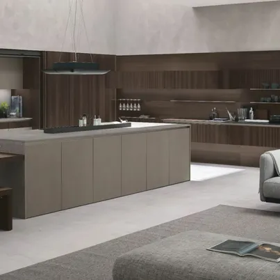 Cucina Moderna Natural 01 in Rovere e Neolith® Cement Satin di Stosa